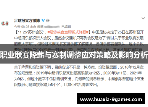 职业联赛降薪与赛制调整应对策略及影响分析